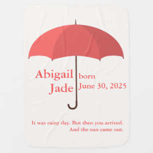 Custom Baby Name and Date under Red Umbrella Blanket