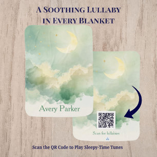 Custom Baby Name Blanket with Lullaby QR Code