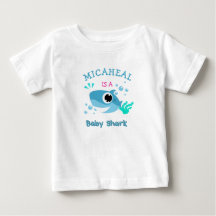 Custom Baby Name Blue Shark T-shirt 