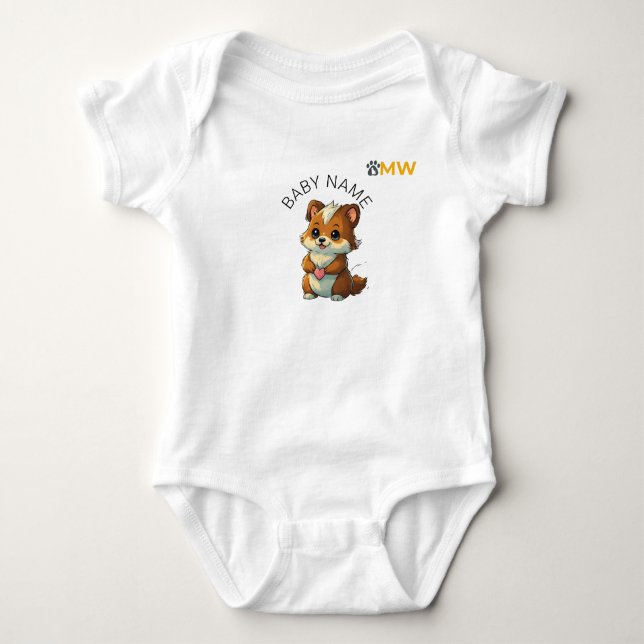 Custom [Baby Name] Chibi Animal Heart Bodysuit -  (Front)