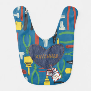 Custom Baby Name Construction Themed Baby Bib