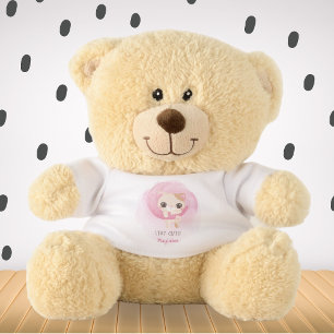 Custom Baby Name & Kitten Pink Design Teddy Bear