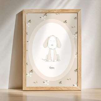 Custom Baby Name Nursery - Cute Dog Poster