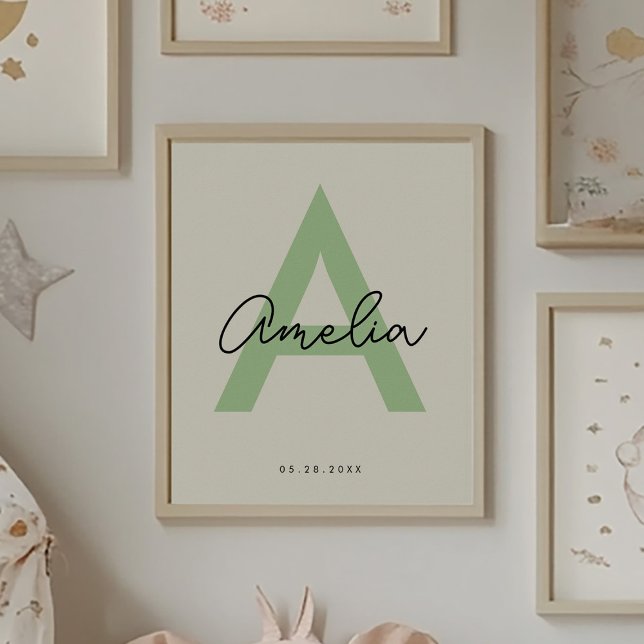 Custom Baby Name Nursery Monogram Letter Kids Room Poster (Creator Uploaded)