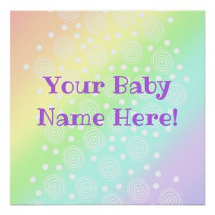 Custom Baby Name Pastel Rainbow Nursery Print