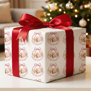 Custom Baby Name Photo First Christmas Wrapping Paper
