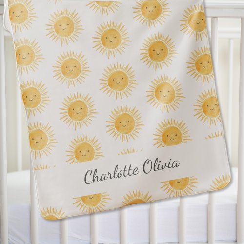 Custom Baby Name Sun Baby Blanket