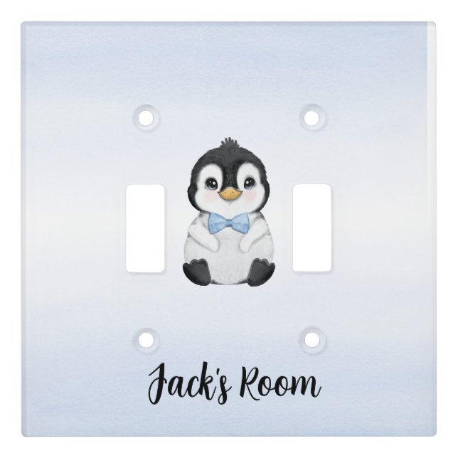 Custom Baby Penguin Boy Room Light Switch Cover (Front)