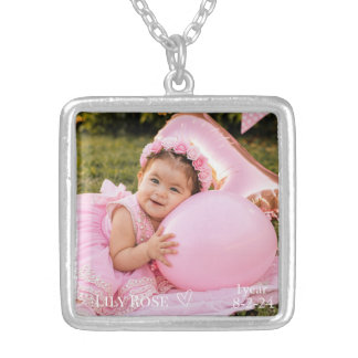 Custom Baby Photo – 1st Birthday Keepsake Silver Plated Necklace