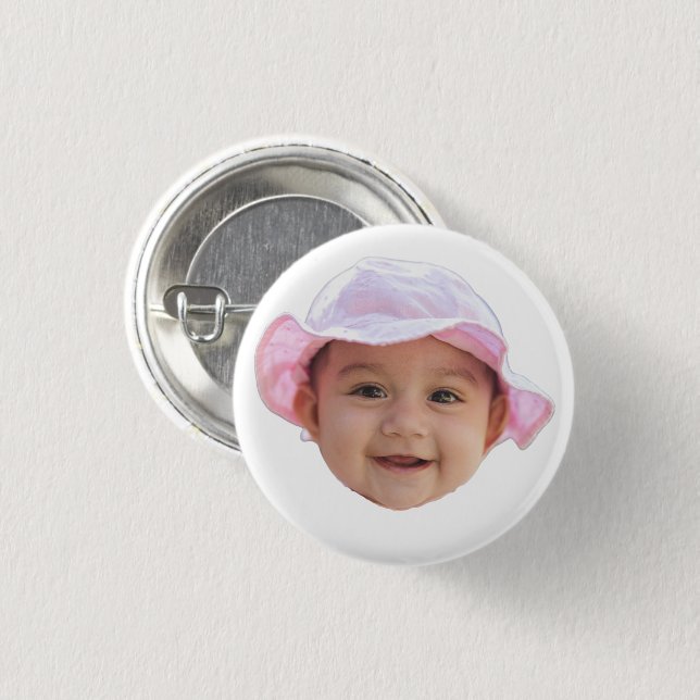 Custom Baby Photo, Baby Photo Face Button (Front & Back)