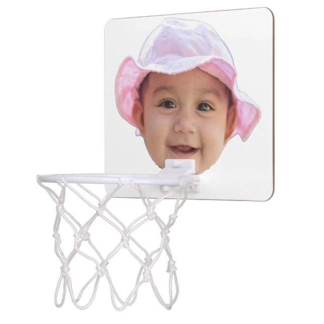 Custom Baby Photo, Baby Photo Face Mini Basketball Hoop (Left)