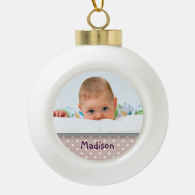 Custom Baby Photo Ball Ornament (Front)