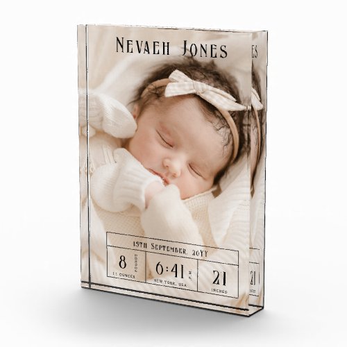 Custom Baby Photo Birth Stats Photo Block