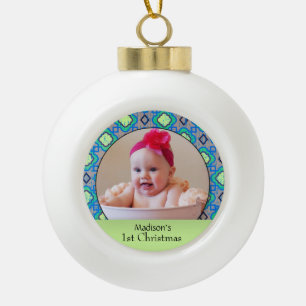 Custom Baby Photo Ceramic Ball Ornament