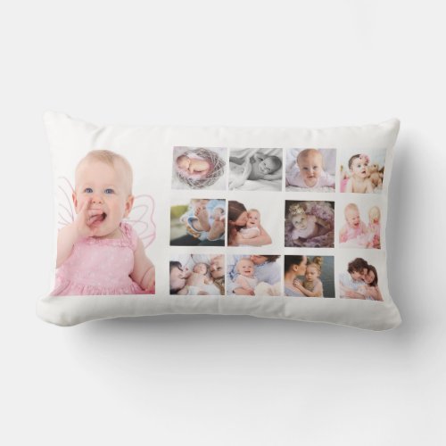 Custom Baby Photo Collage 12 months First Year Lumbar Pillow