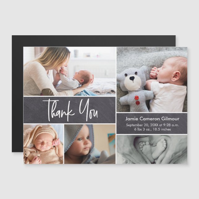 Custom Baby photo Collage Birth stat Handlettering (Front/Back)