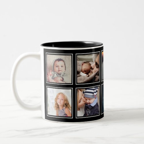 Custom Baby Photo Collage Elegant Modern Black Two-Tone Coffee Mug - Create your own personalized family photo collage mug with your custom images. Add your favorite photo, design or artwork to create something really unique. To edit this design template, click 'Change' and upload your own image as shown above.
Treat yourself or make the perfect gift for family, friends, parents and grandparents!