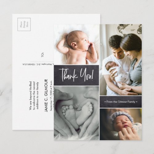 Custom Baby Photo Collage Handlettering Chalkboard Postcard