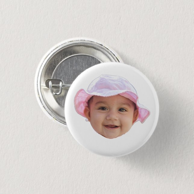Custom Baby Photo Face Button (Front & Back)