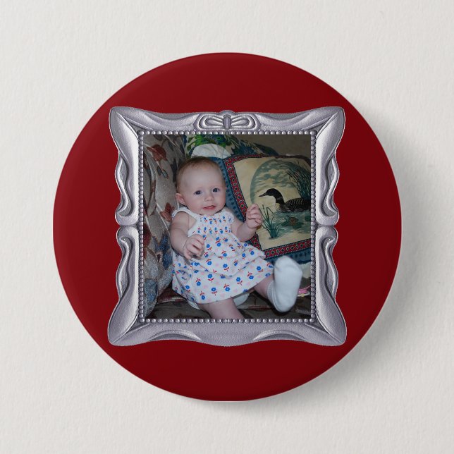 Custom Baby Photo in Fancy Silver Frame Add Photo Button (Front)
