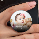Custom Baby Photo Name Handwriting Script PopSocket<br><div class="desc">Create your own personalized round phone grip with your custom modern handwritten script name and favorite baby photo.</div>
