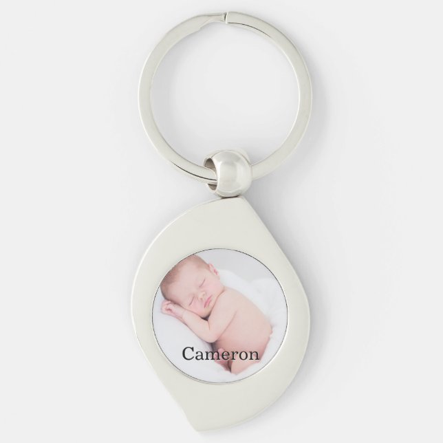 Custom Baby photo name locket personalized Keychain (Front)