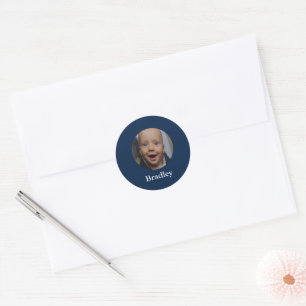 Custom baby photo personalized classic round sticker