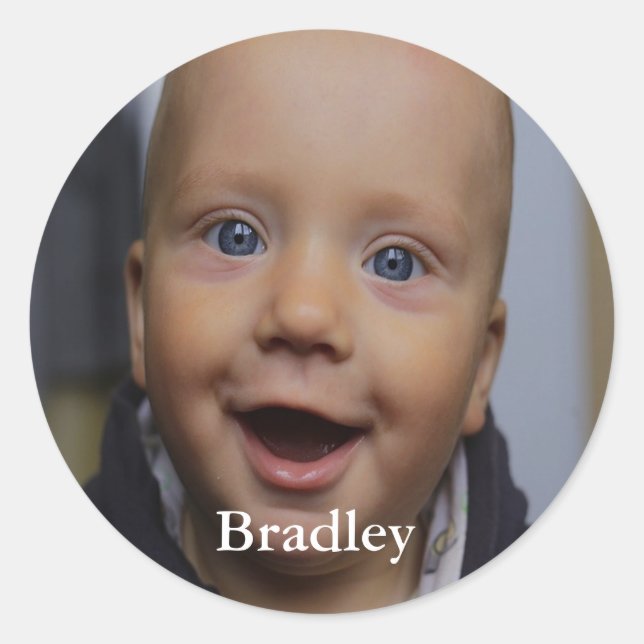 Custom baby photo personalized classic round sticker (Front)