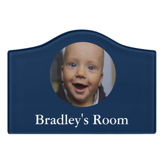 Custom baby photo personalized door sign (Small Crest Front)