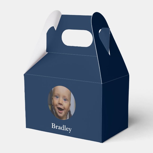 Custom baby photo personalized favor boxes (Front Side)