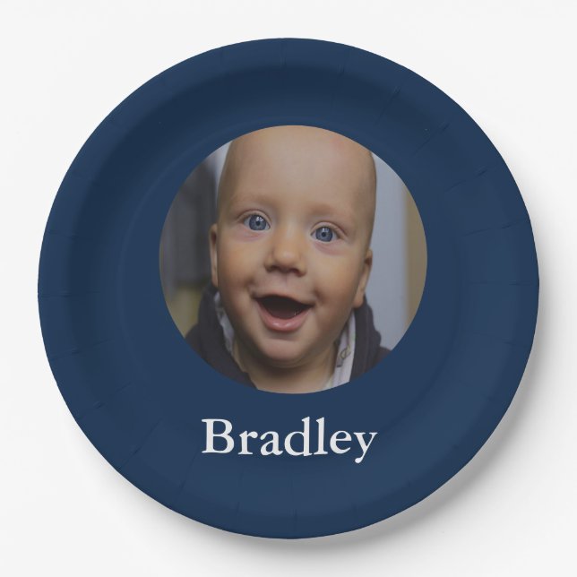 Custom baby photo personalized paper plates (Front)