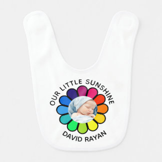 Custom Baby Photo Rainbow Flower Personalized Bib