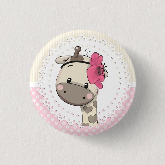 Custom Baby Pink Giraffe Botton   Button (Front)