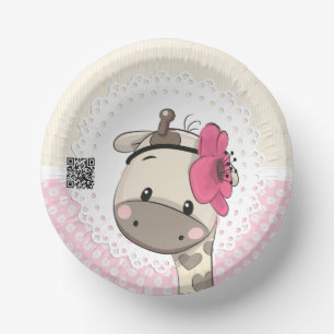 Custom Baby Pink Giraffe Paper Bowls