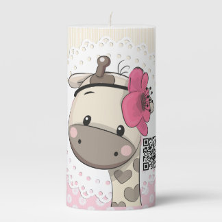 Custom Baby Pink Giraffe Pillar Candle
