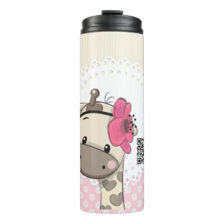 Custom Baby Pink Giraffe Pillar Thermal Tumbler