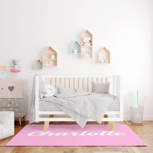 Custom Baby Pink Girl Bedroom or Nursery Floor Rug