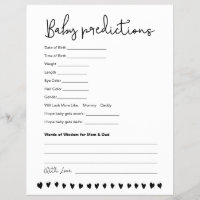 Custom Baby Predictions Baby Shower Game Neutral