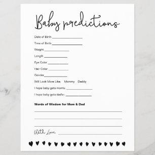 Custom Baby Predictions Baby Shower Game Neutral Flyer