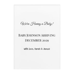 Custom Baby Reveal Card Acrylic Print