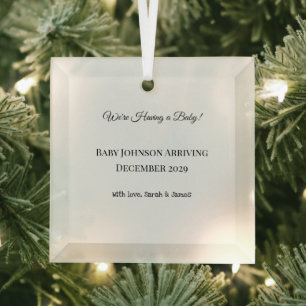 Custom Baby Reveal Card Glass Ornament