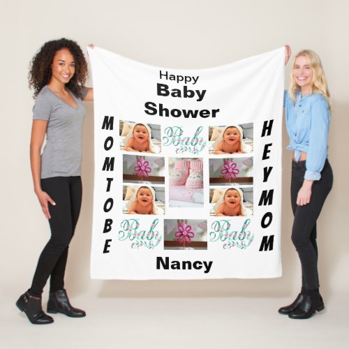 Custom Baby Shower 11 Photo Collage  Fleece Blanket