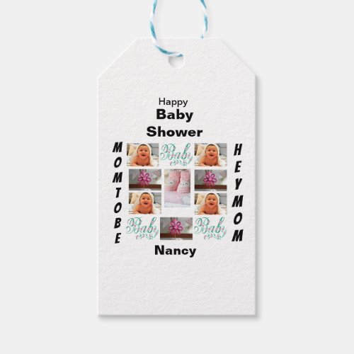 Custom Baby Shower 11 Photo Collage  Gift Tags