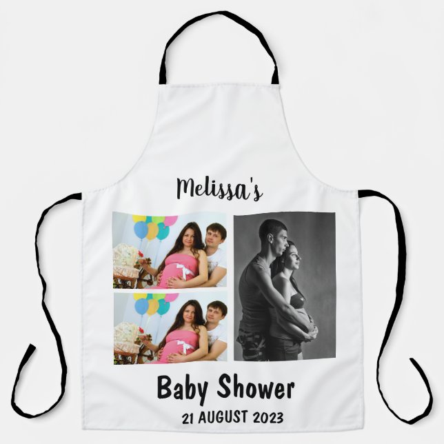 Custom Baby Shower 3 Photo Collage Apron (Front)