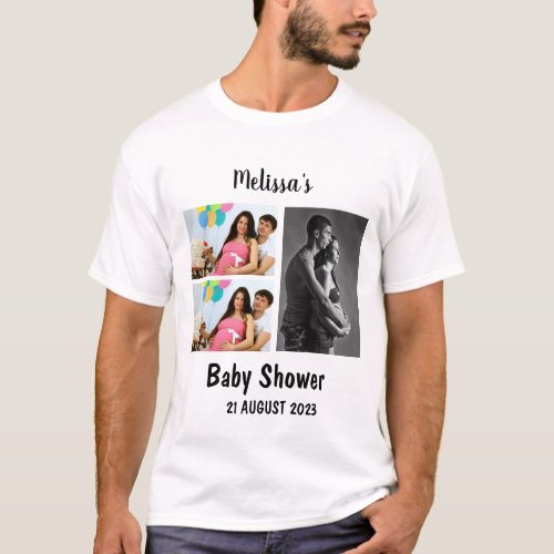 Custom Baby Shower 3 Photo Collage T_Shirt