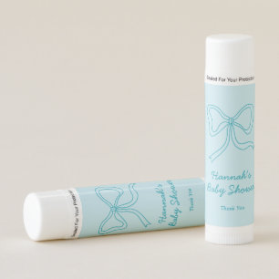 Custom Baby Shower Favor Teal Blue Bow Lip Balm
