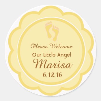 Custom Baby Shower Footprints Favor Sticker Tag by Younghopes at Zazzle