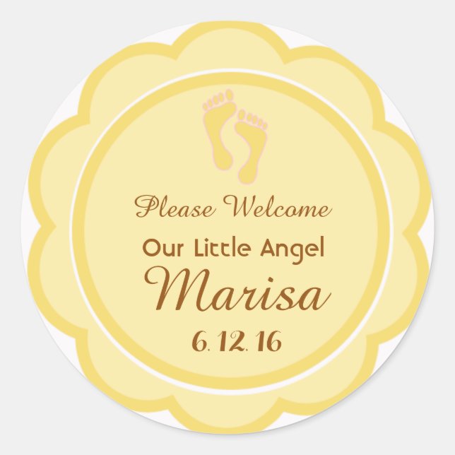 Custom Baby Shower Footprints Favor Sticker Tag (Front)