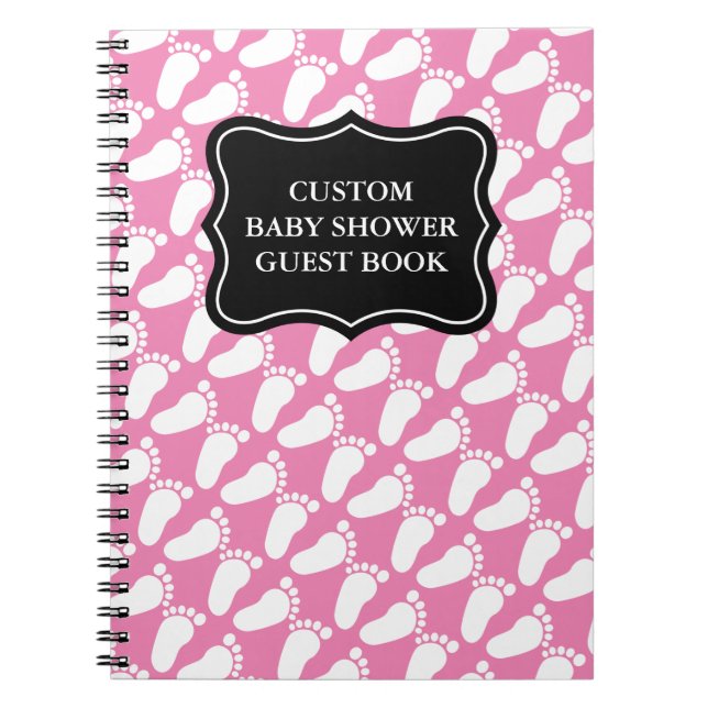 Custom baby shower guest book with footprints (Front)