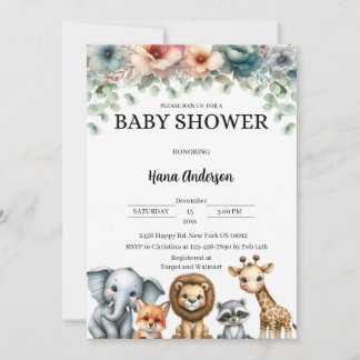 Custom Baby Shower Invitations | Cute Animal Theme